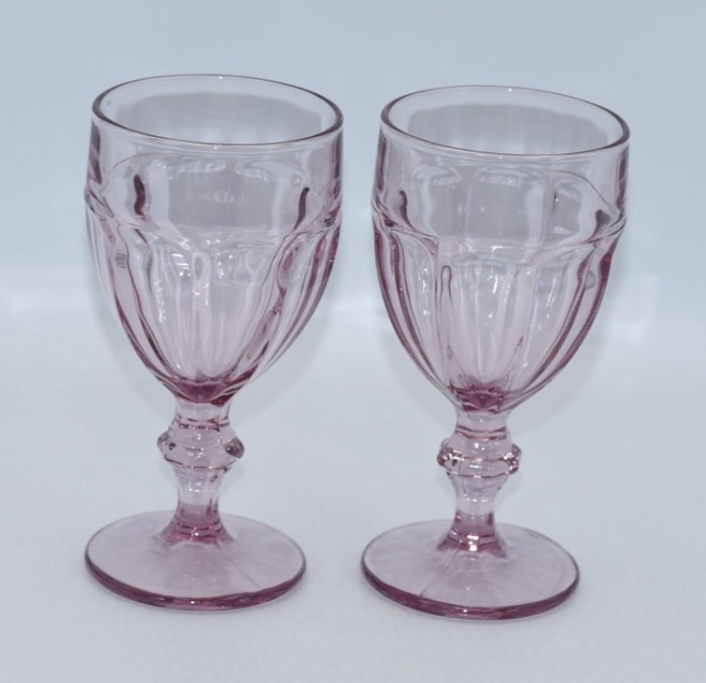 Libbey Pink Duratuff Gibraltar Lilac 6.75" Wine Tea Water Goblets - 2